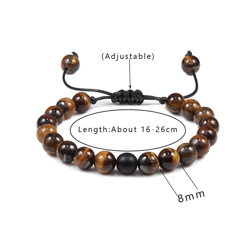 2pcs / Double Bracelets en Turquoise blanche et Œil de tigre "Sagesse & Conscience" - Ajustable