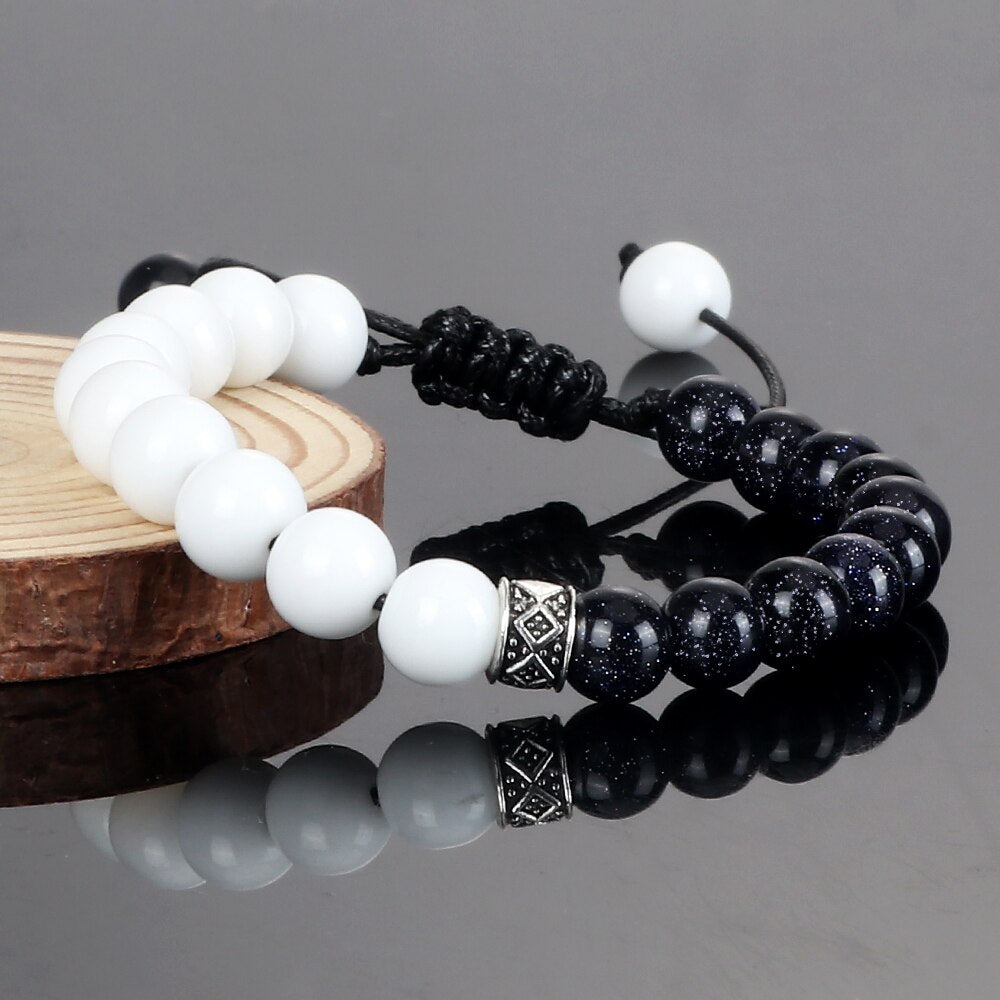 "HARMONIE NATURELLE" BRACELET D'EQUILIBRE EN QUARTZ NEIGE ET PIERRES NATURELLES